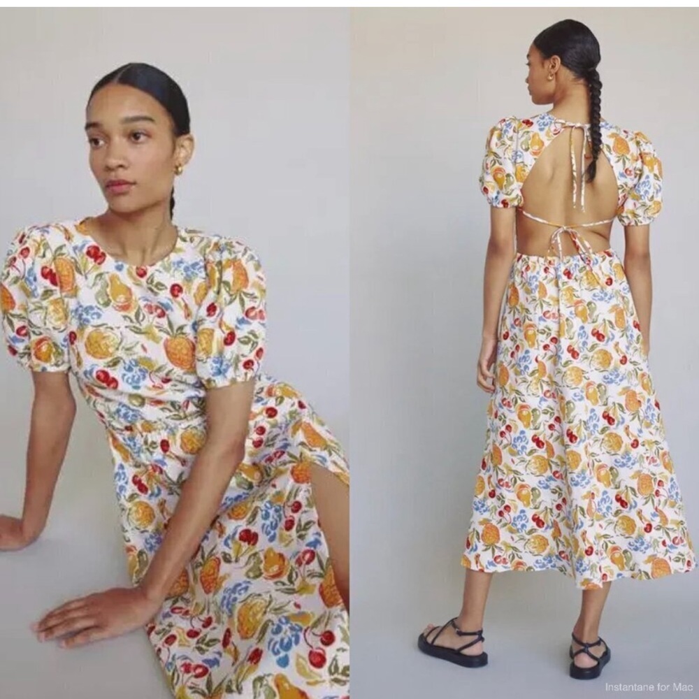 Reformation Anneliese Linen Dress in Fruit Cocktail - Picture 2 of 13